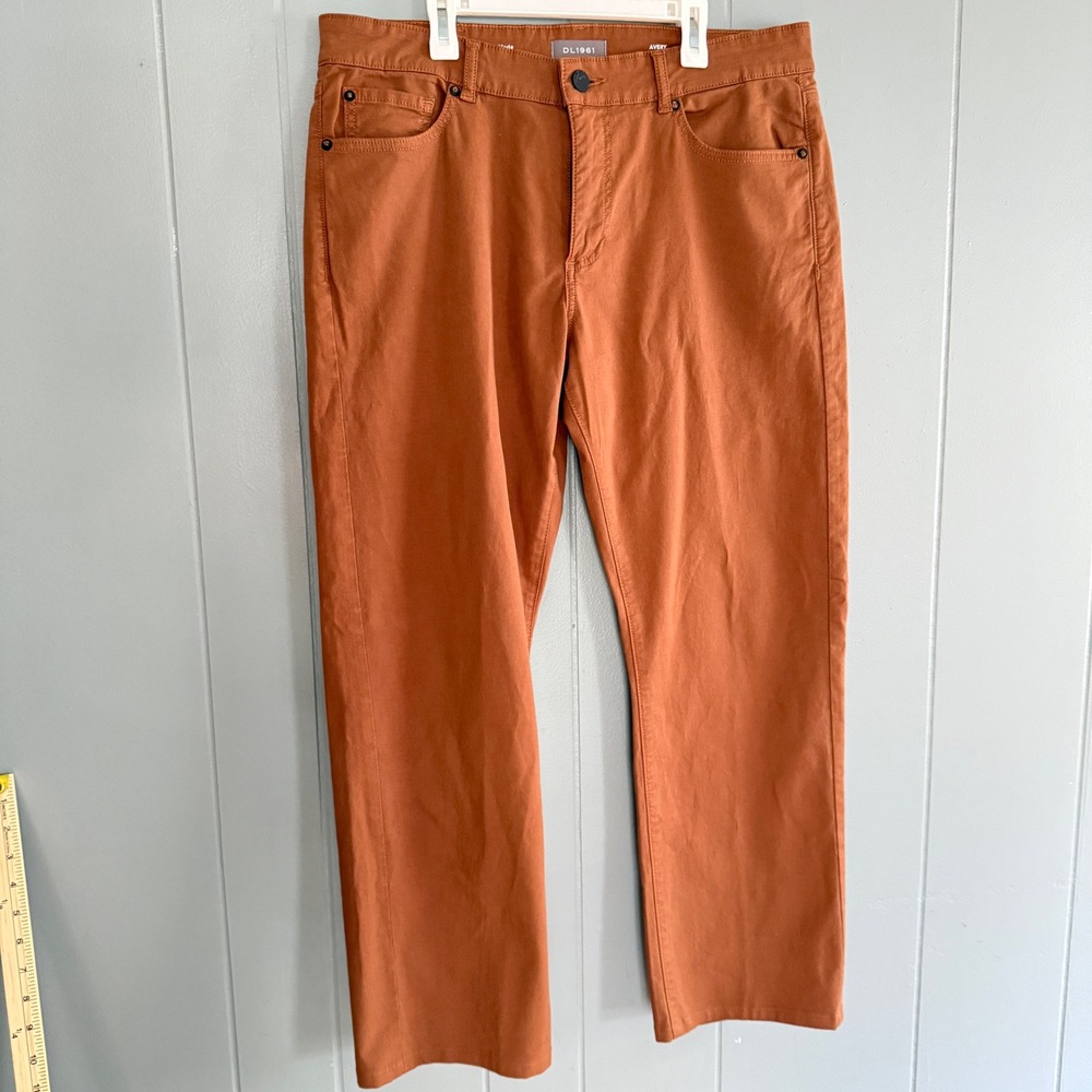 DL1961 Avery Modern Straight Leg Pants Mens 33x32 Earthy Burnt Orange‎ Angler